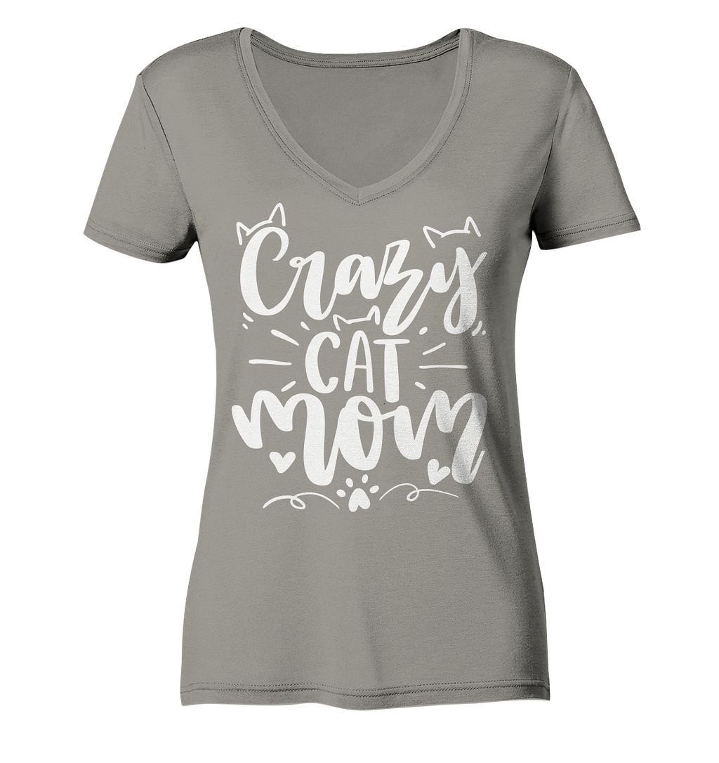 Crazy cat Mom - Ladies V-Neck Shirt