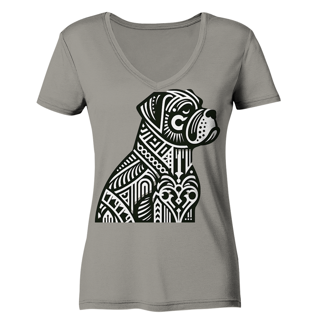 Hund Mastif Art Deco  - personalisierbar - Ladies V-Neck Shirt