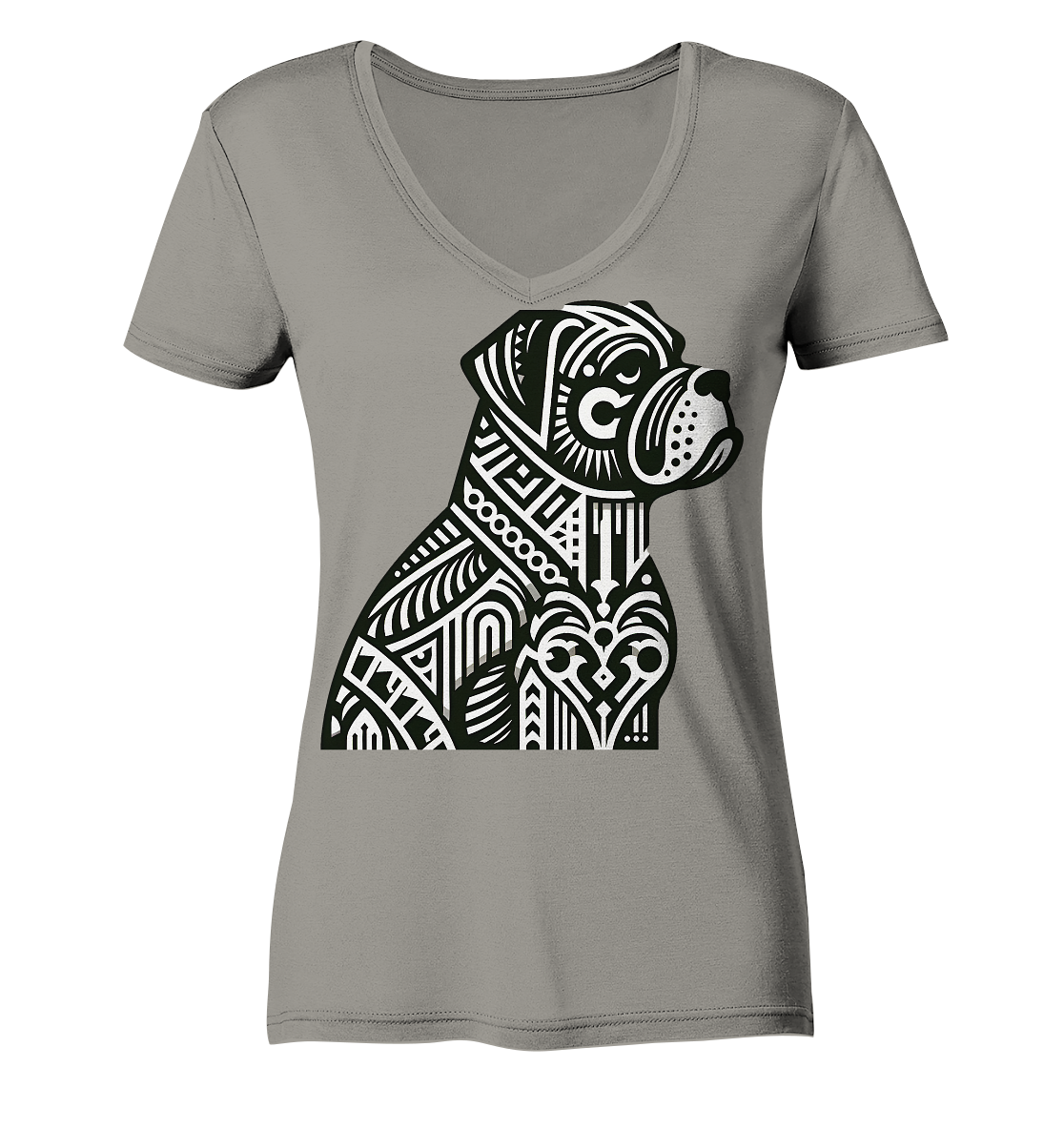 Hund Mastif Art Deco  - personalisierbar - Ladies V-Neck Shirt