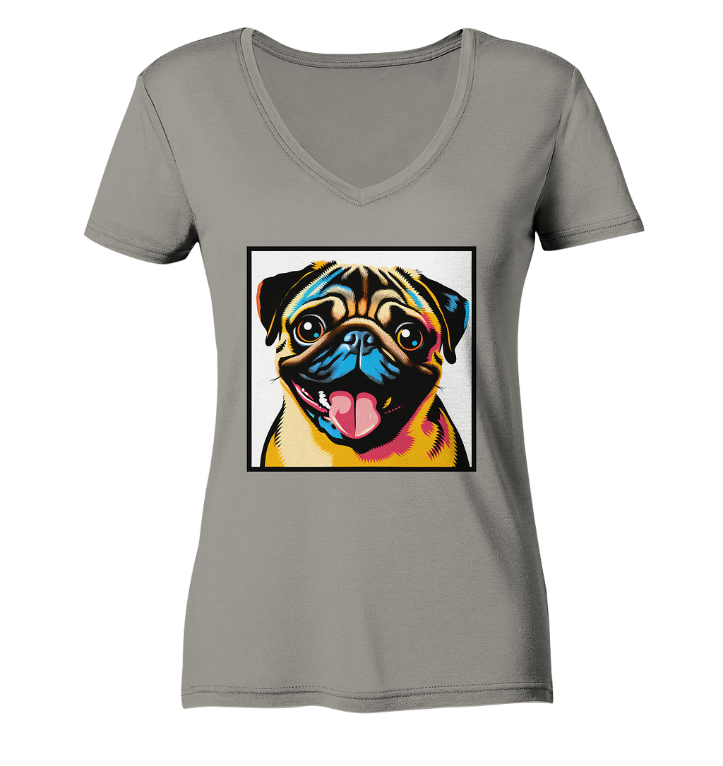 Mops Pop Art - Ladies V-Neck Shirt