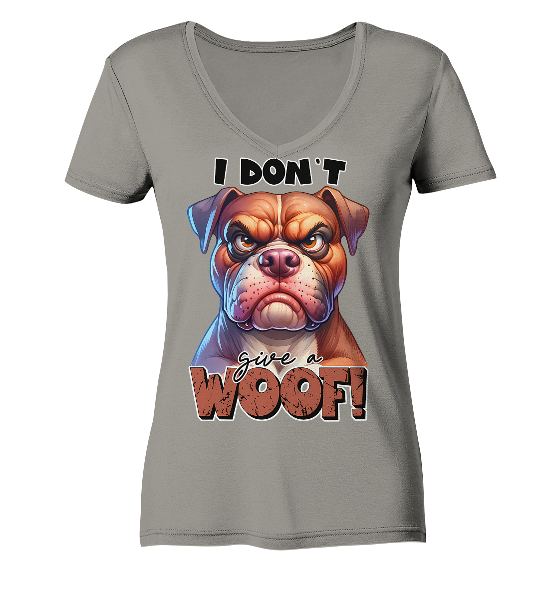 I don't give a woof - Fun Hunde Cartoon - Ladies V-Neck Shirt