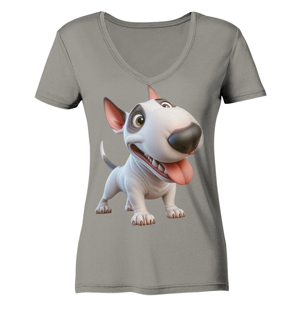 Bullterrier Cartoon personalisierbar - Ladies V-Neck Shirt