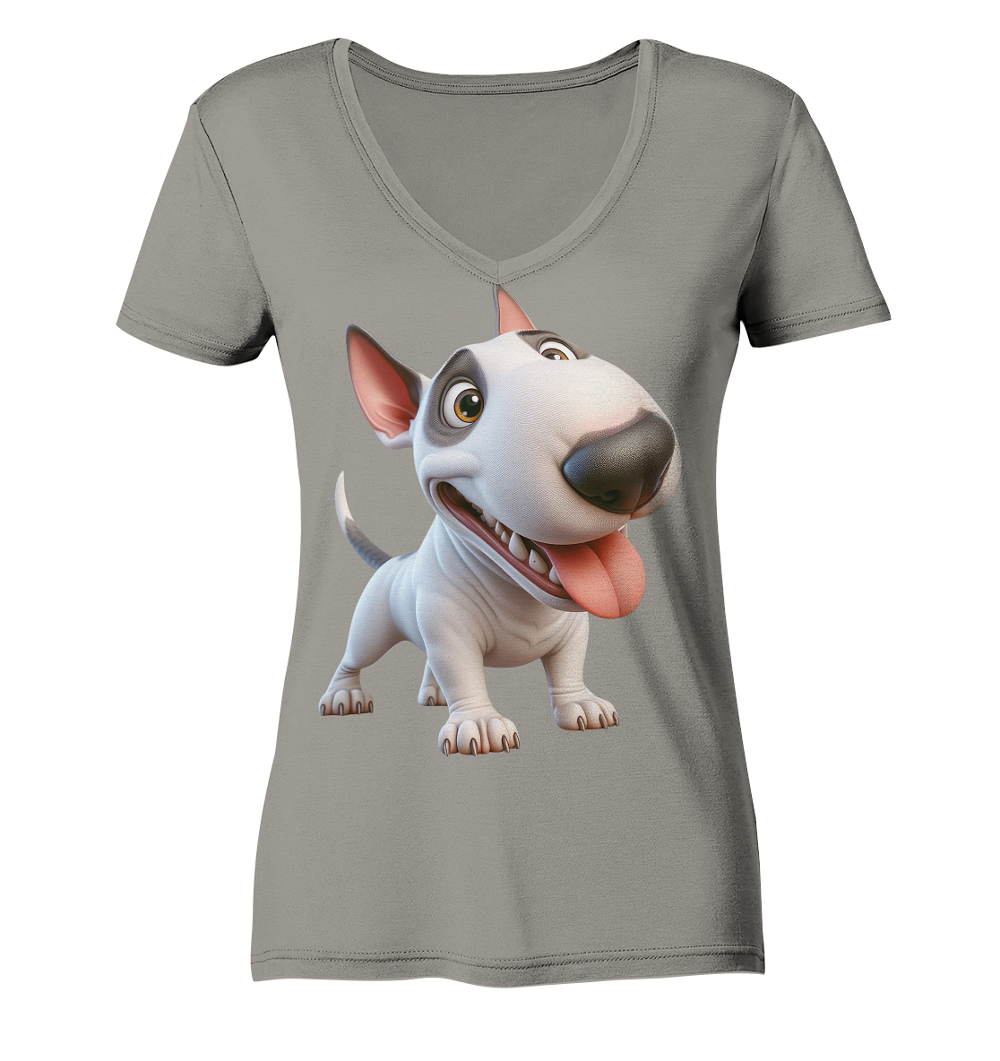 Bullterrier Cartoon personalisierbar - Ladies V-Neck Shirt