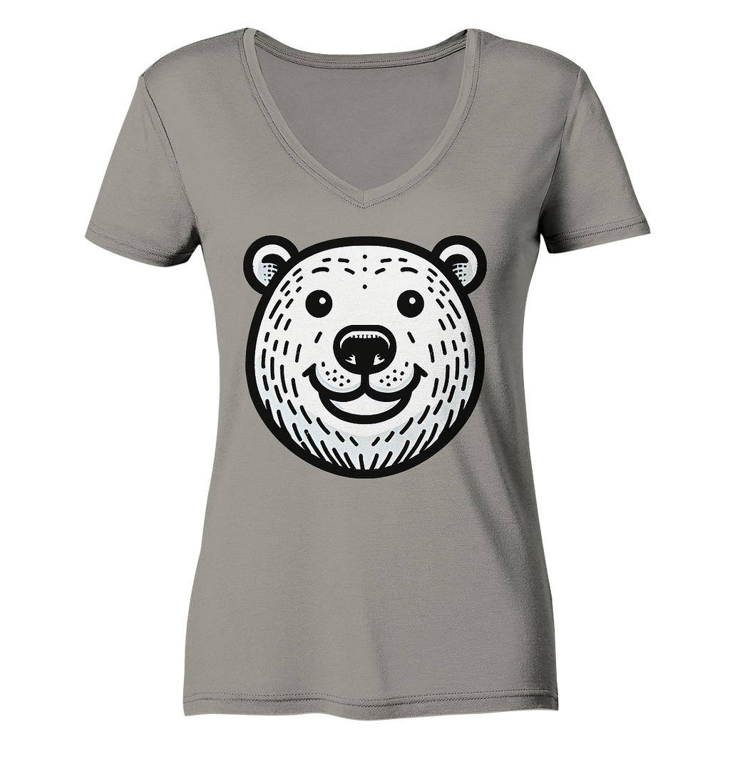 Lustiges Eisbär Gesicht   - personalisierbar  - Ladies V-Neck Shirt