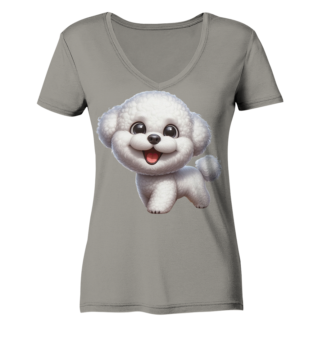 Bichon Frisé Cartoon personalisierbar - Ladies V-Neck Shirt