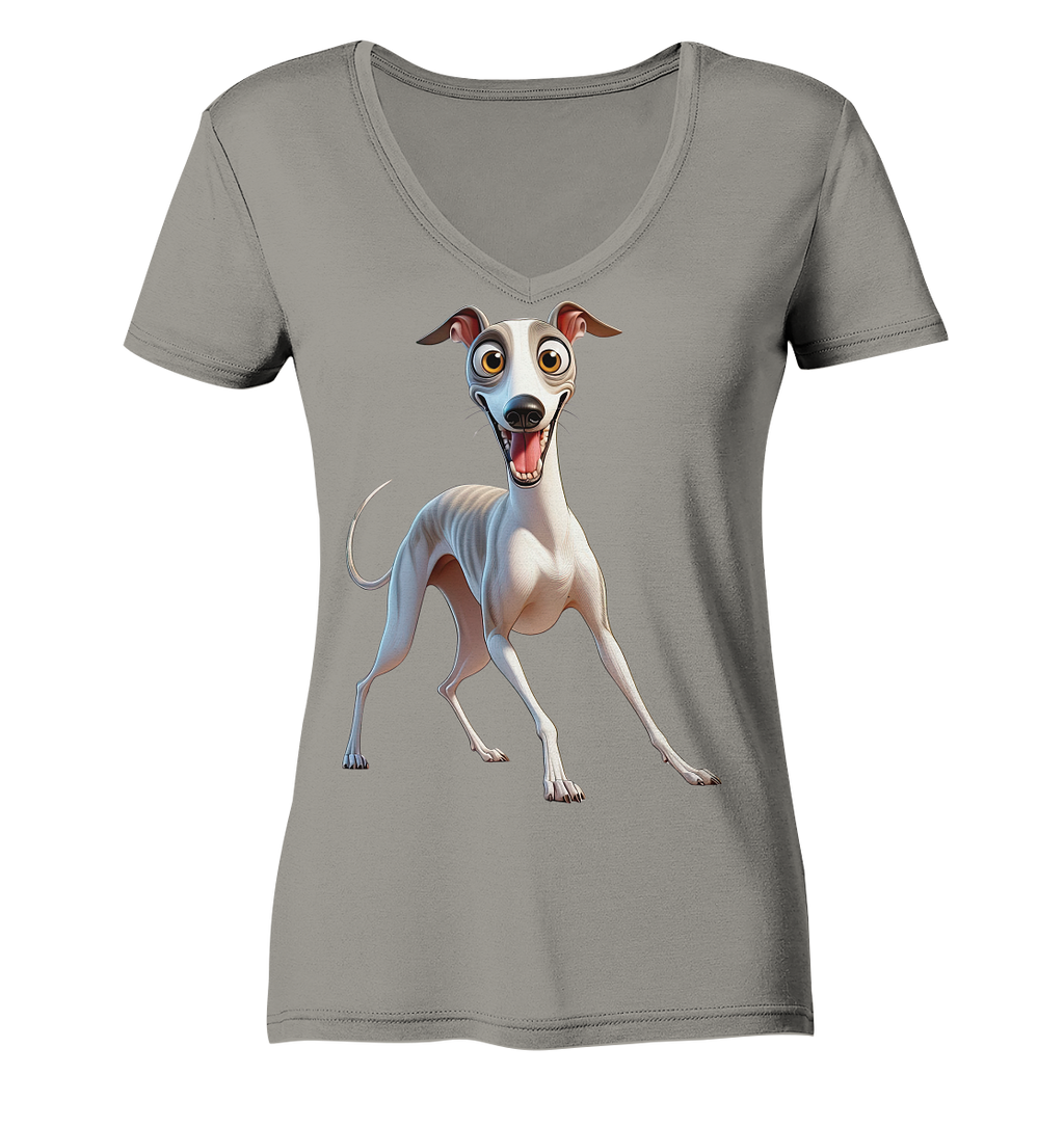 Whippet Cartoon personalisierbar - Ladies V-Neck Shirt