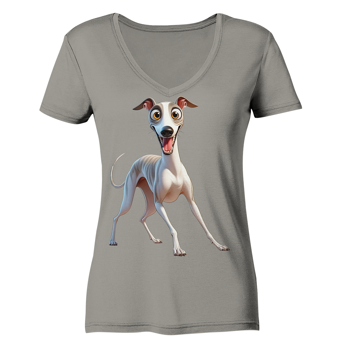 Whippet Cartoon personalisierbar - Ladies V-Neck Shirt