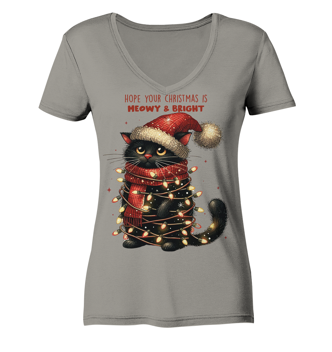 Weihnachts Katze Christmas is Moewy - Ladies V-Neck Shirt