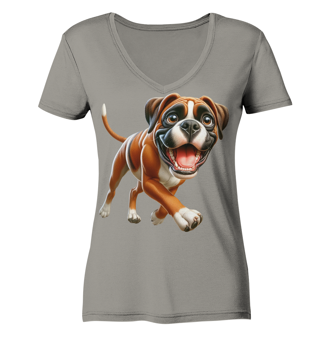 Boxer Cartoon Hund personalisierbar - Ladies V-Neck Shirt