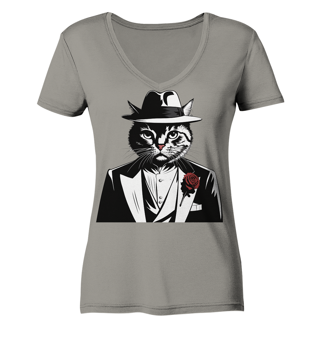 Catfather Katze Mafia - personalisierbar - Ladies V-Neck Shirt