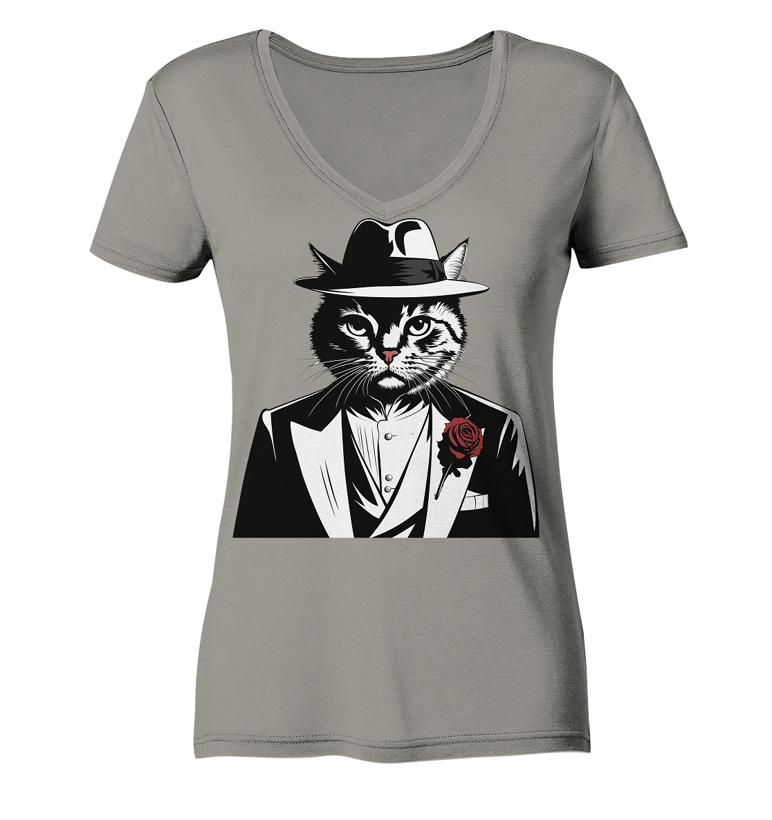 Catfather Katze Mafia - personalisierbar - Ladies V-Neck Shirt
