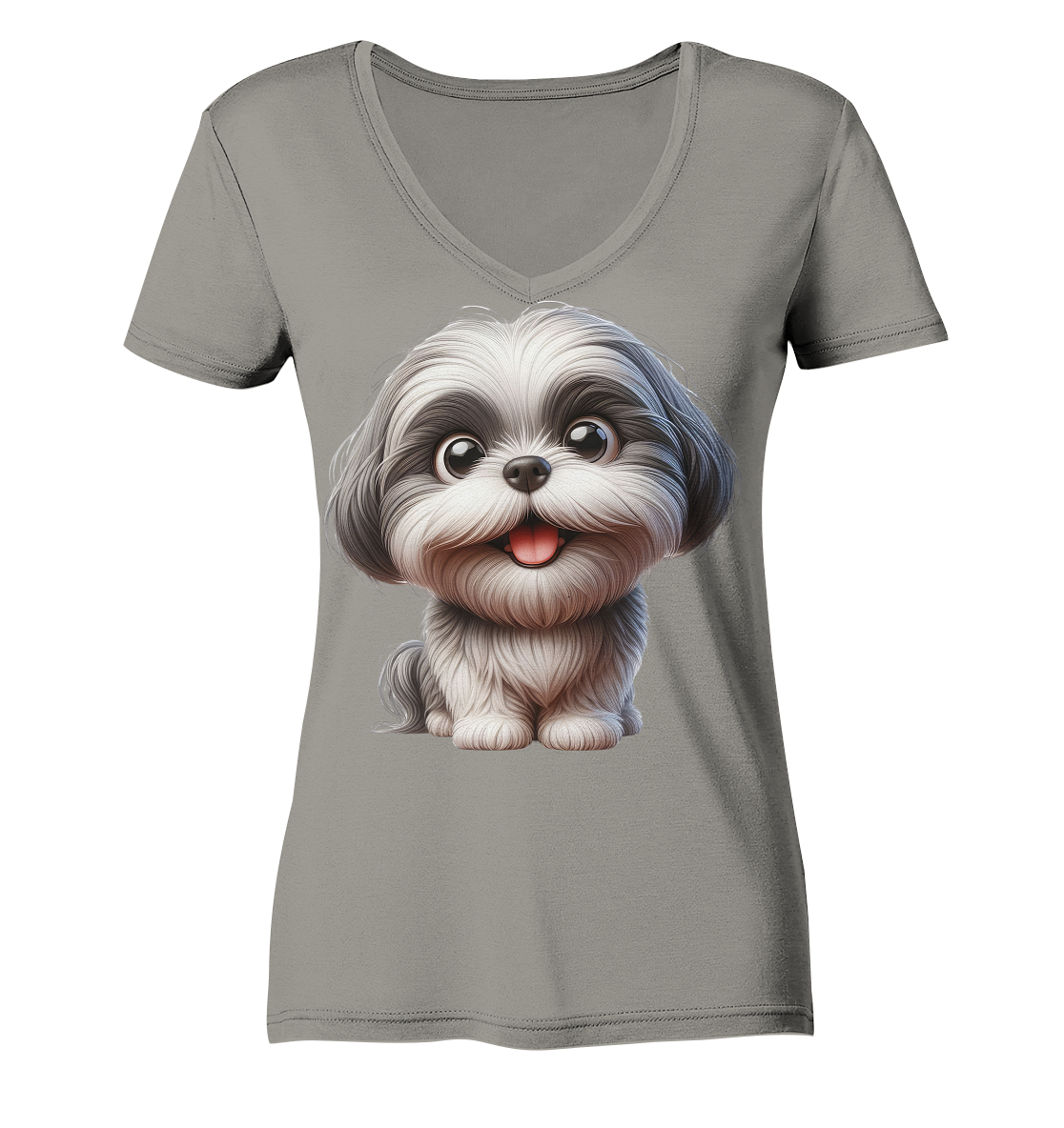 Shih Tzu Cartoon Dog - personalisierbar - Ladies V-Neck Shirt