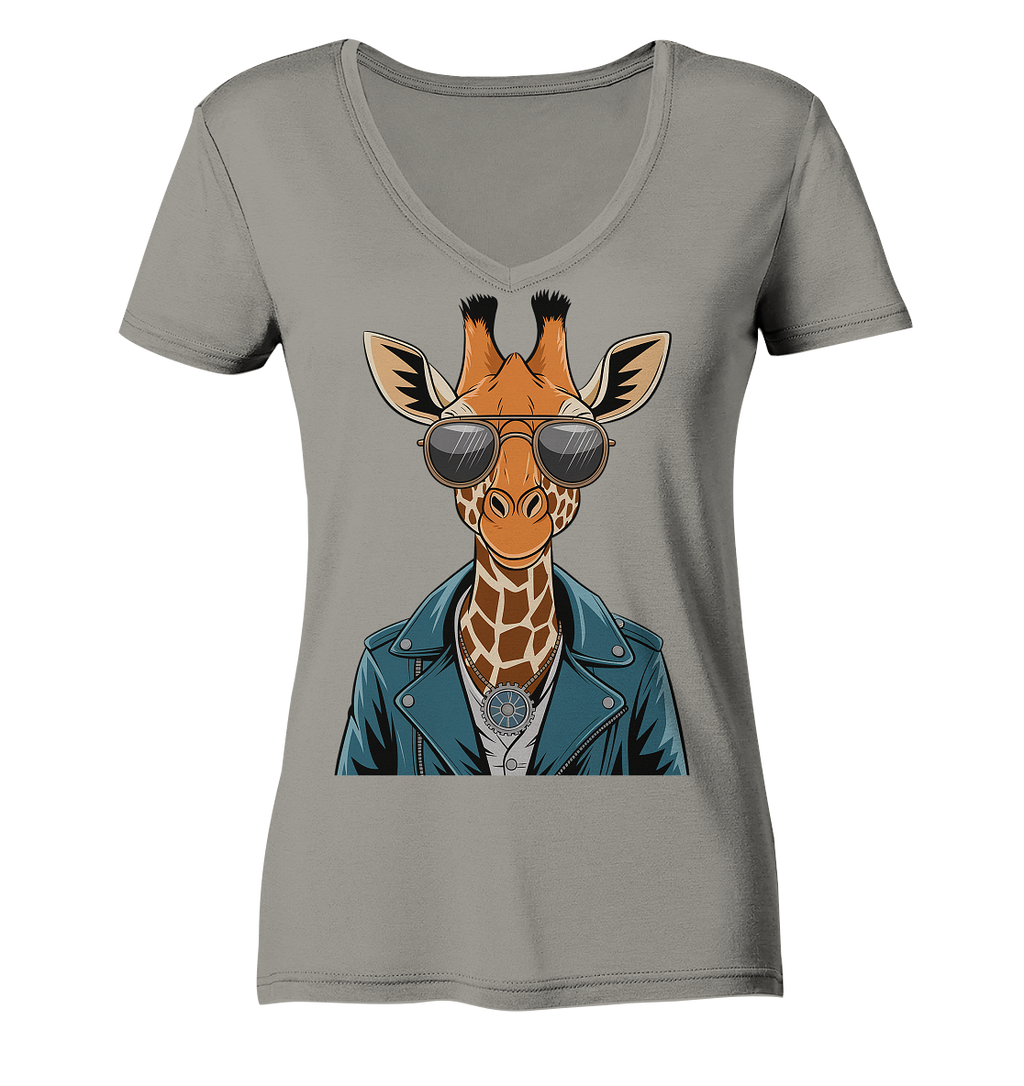 Giraffe Steampunk - Ladies V-Neck Shirt