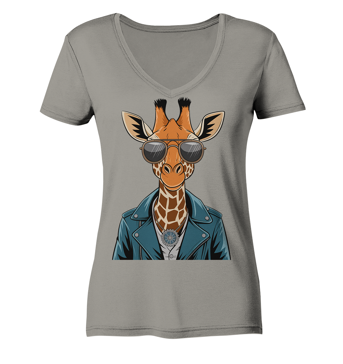 Giraffe Steampunk - Ladies V-Neck Shirt