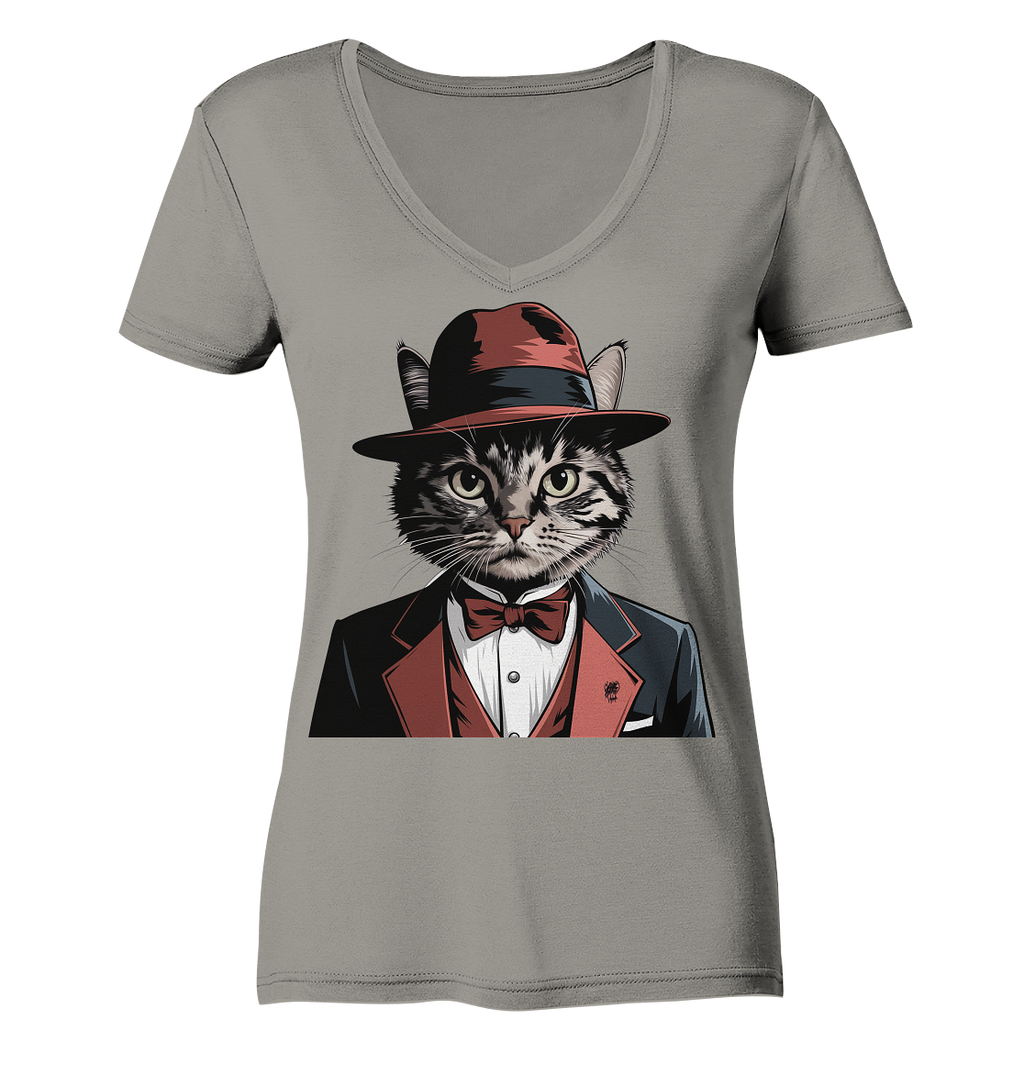 Godfather Catmother Katze Mafia - personalisierbar  - Ladies V-Neck Shirt