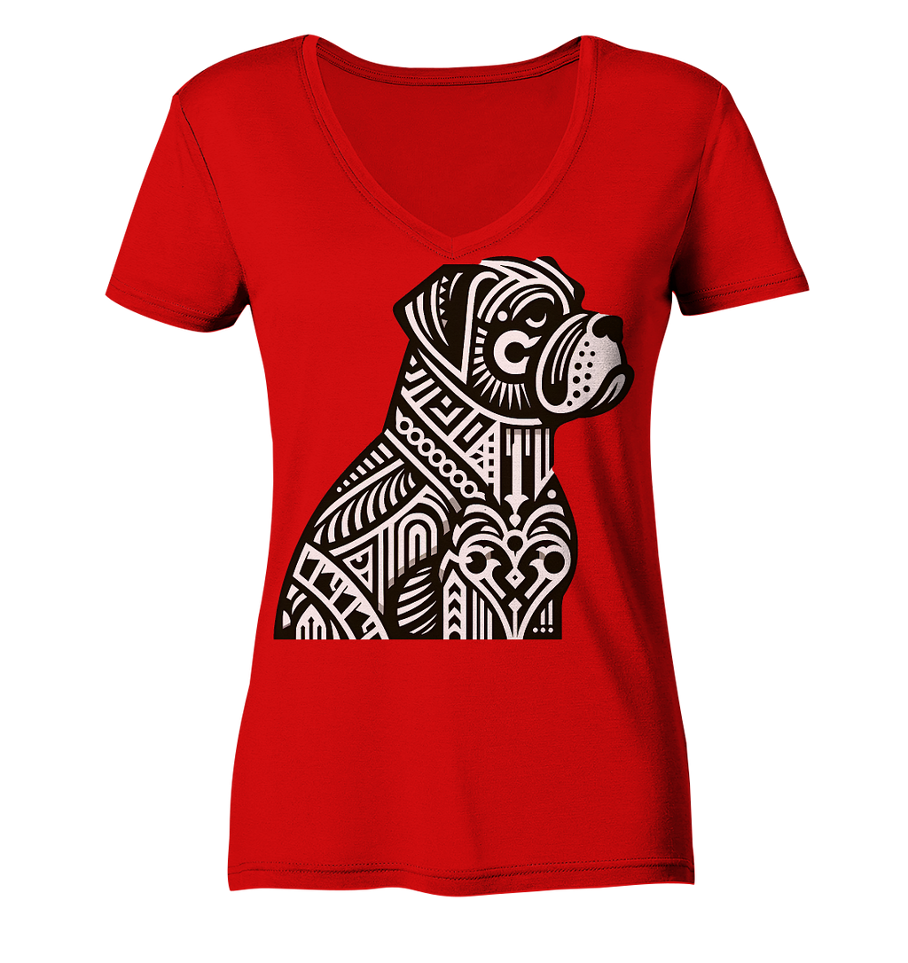 Hund Mastif Art Deco  - personalisierbar - Ladies V-Neck Shirt
