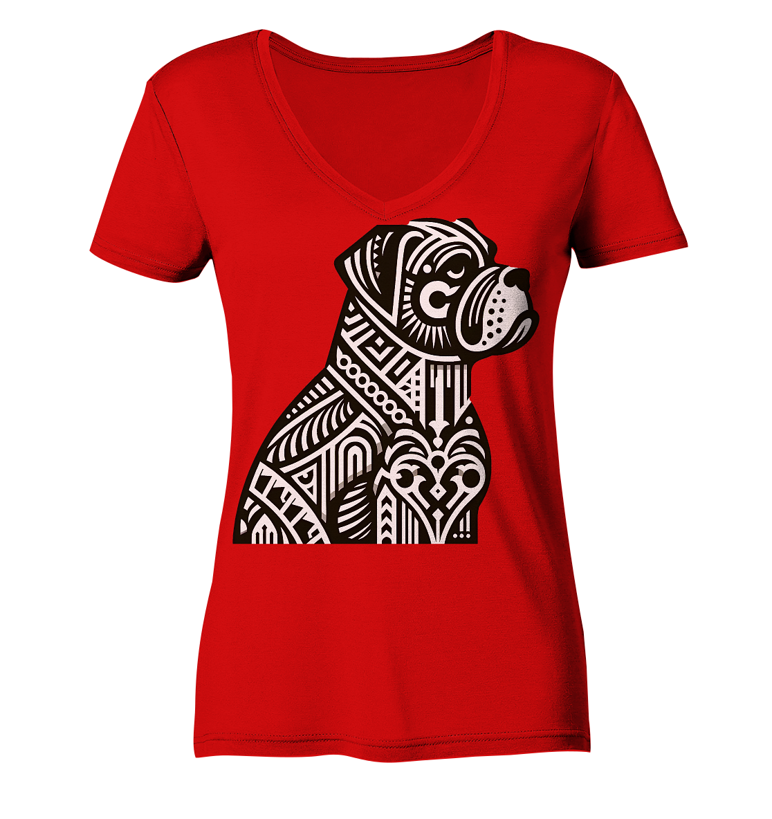 Hund Mastif Art Deco  - personalisierbar - Ladies V-Neck Shirt