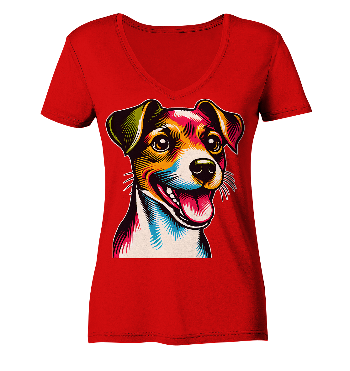 Jack Russell Terrier Pop Art - Ladies V-Neck Shirt