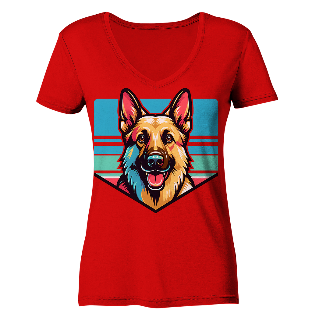 Schäferhund Pop Art - personalisierbar - Ladies V-Neck Shirt