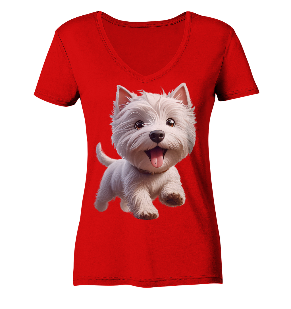 West Highland Terrier Catoon - personalisierbar - Ladies V-Neck Shirt