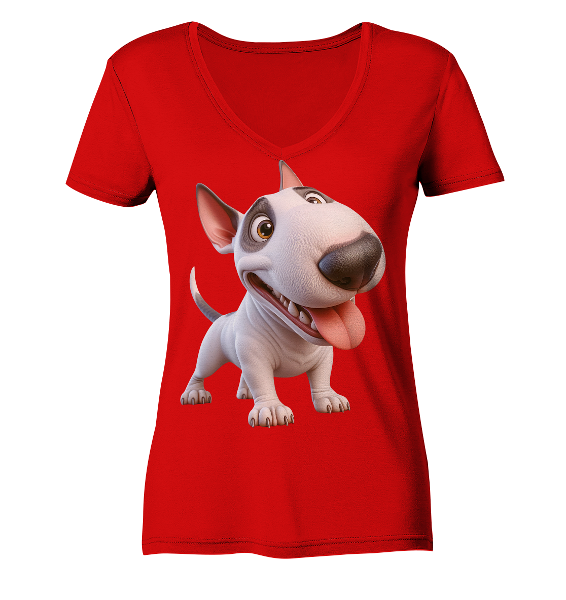 Bullterrier Cartoon personalisierbar - Ladies V-Neck Shirt