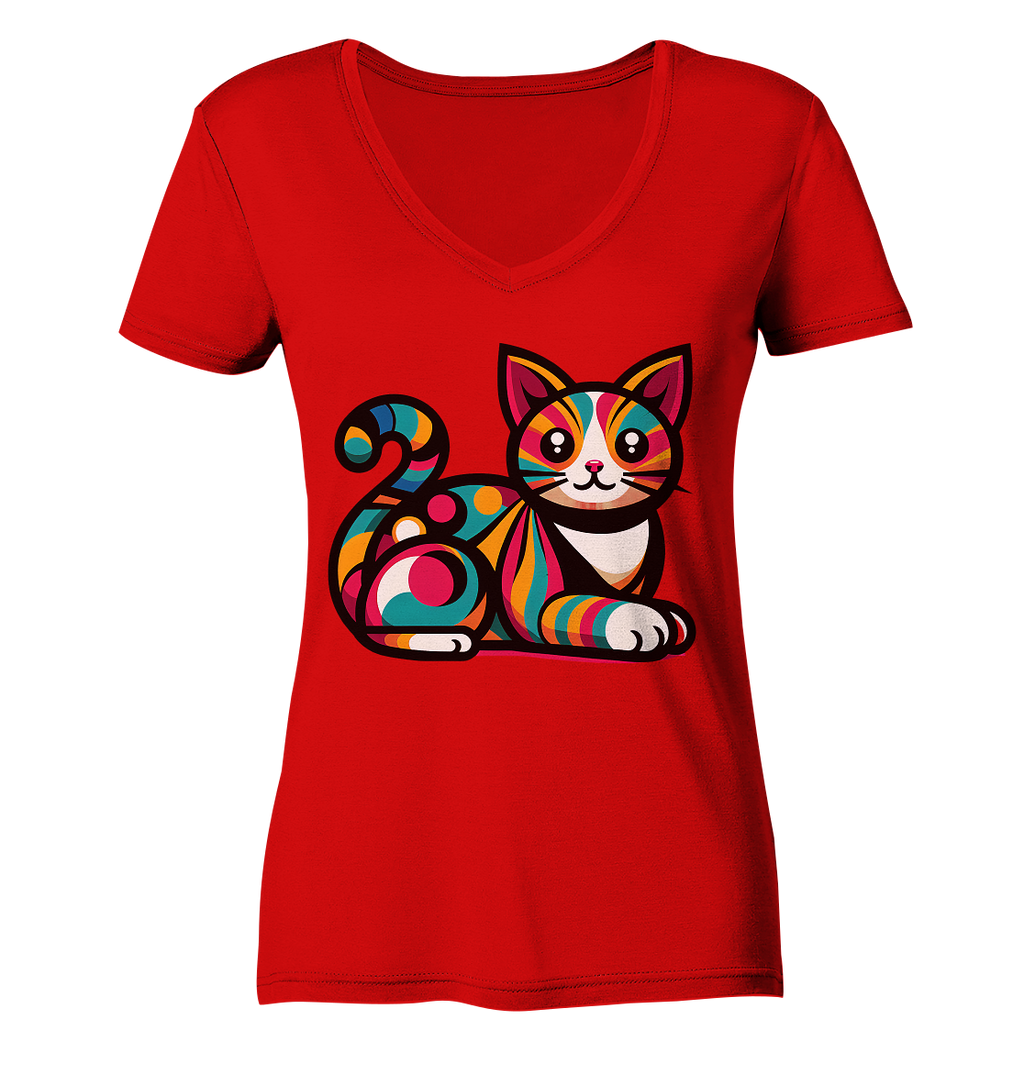 Katze Popart Design - Ladies V-Neck Shirt