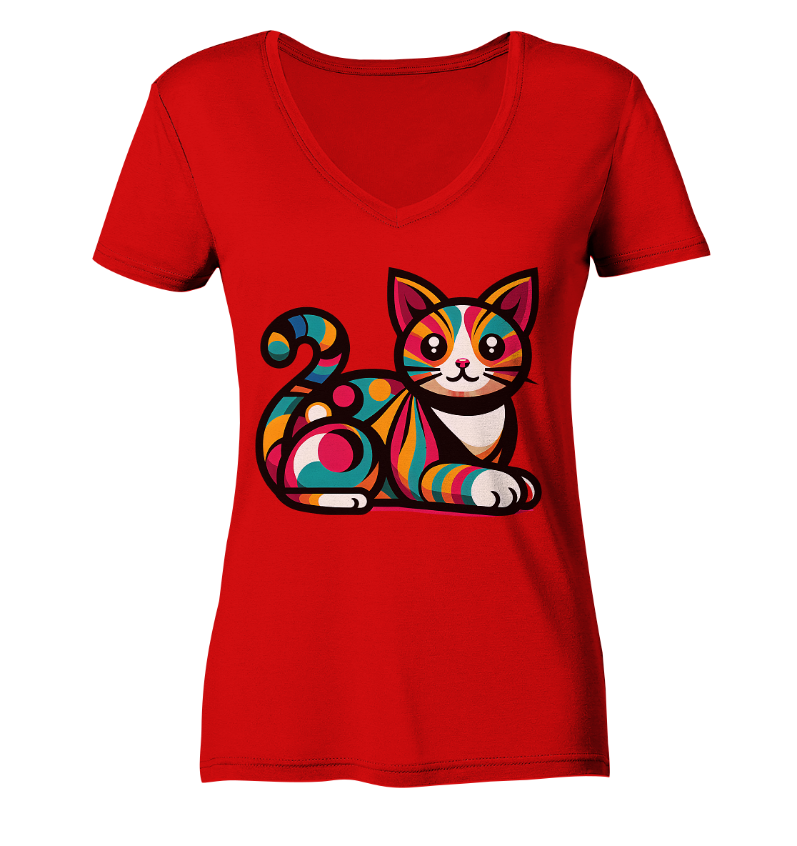 Katze Popart Design - Ladies V-Neck Shirt