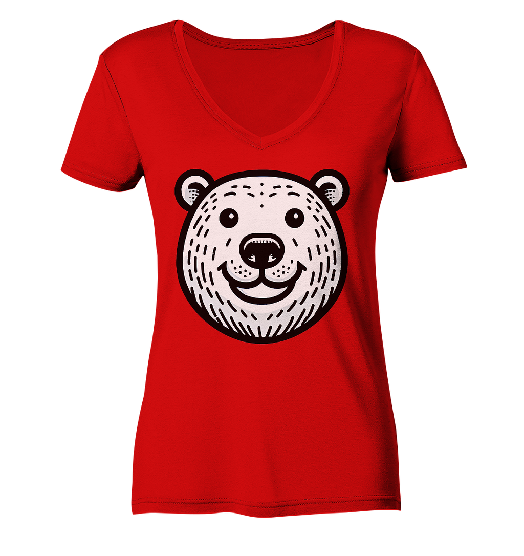 Lustiges Eisbär Gesicht   - personalisierbar  - Ladies V-Neck Shirt