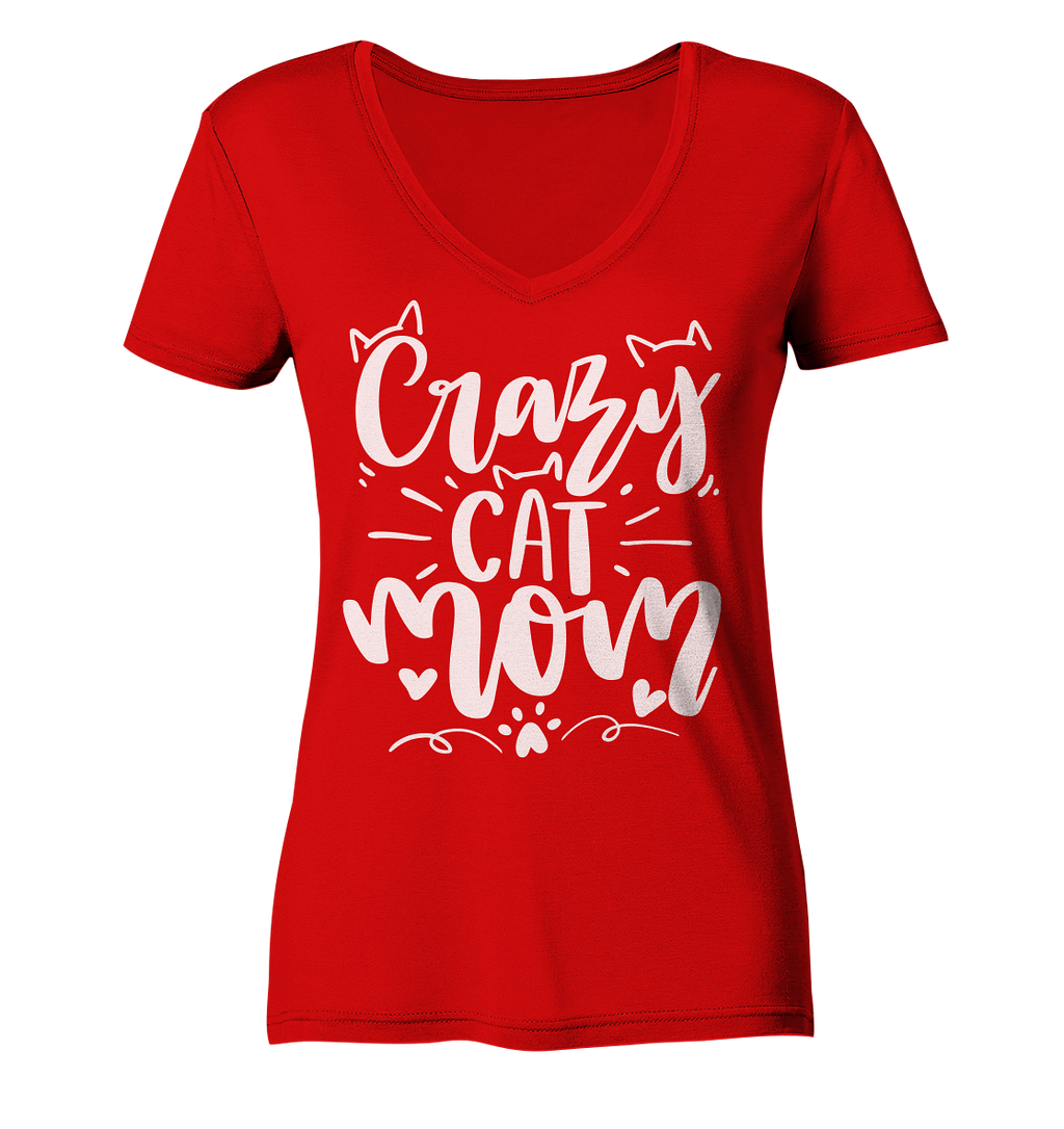Crazy cat Mom - Ladies V-Neck Shirt