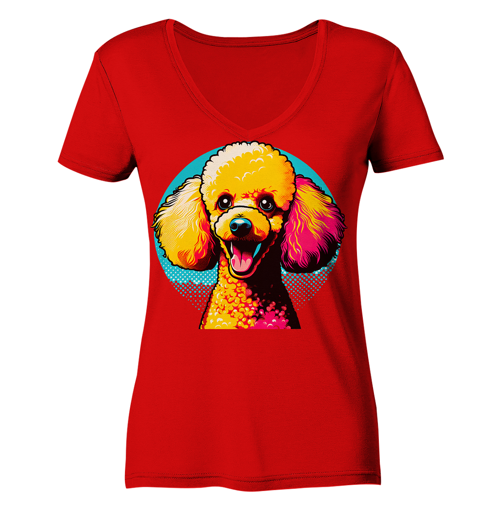 Pudel Pop Art - personalisierbar - Ladies V-Neck Shirt