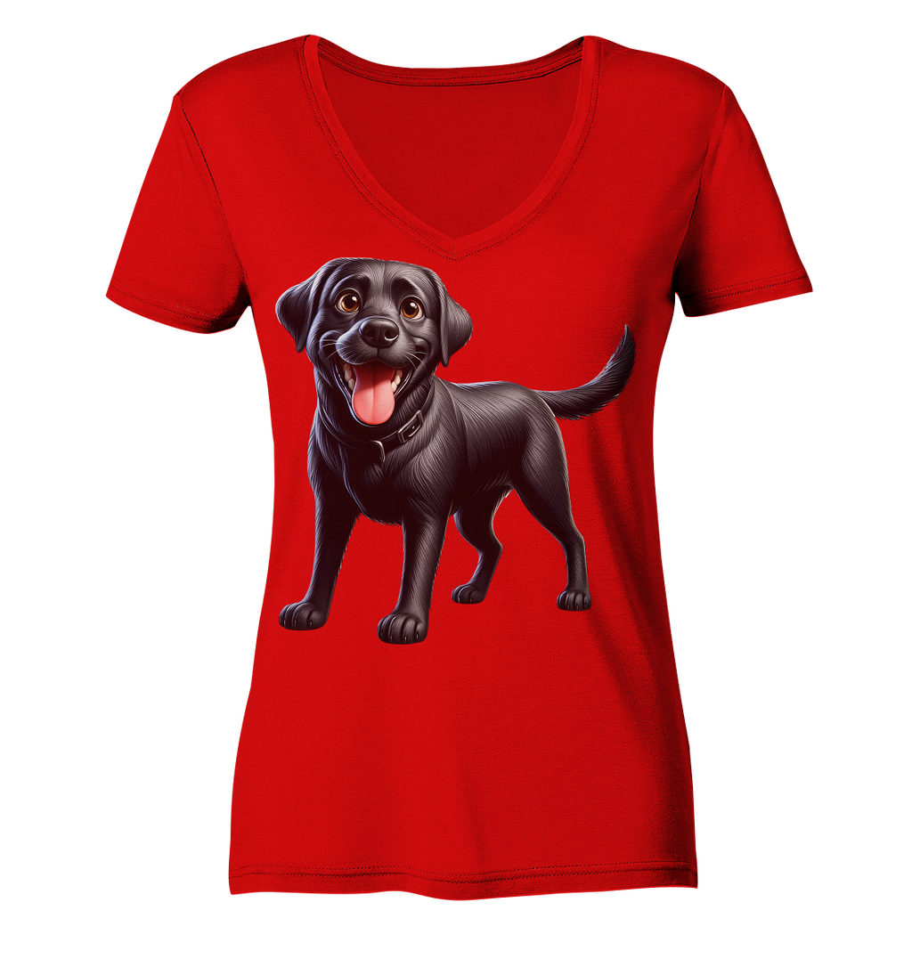 Cartoon Labrador Retreiver - personalisierbar - Ladies V-Neck Shirt