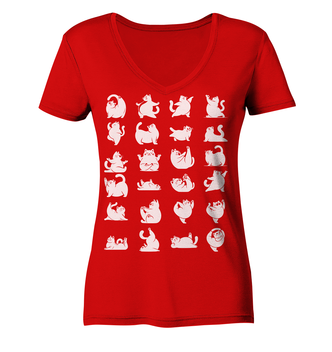 Katzen Yoga / Cat Yoga Fun - personalisierbar - Ladies V-Neck Shirt