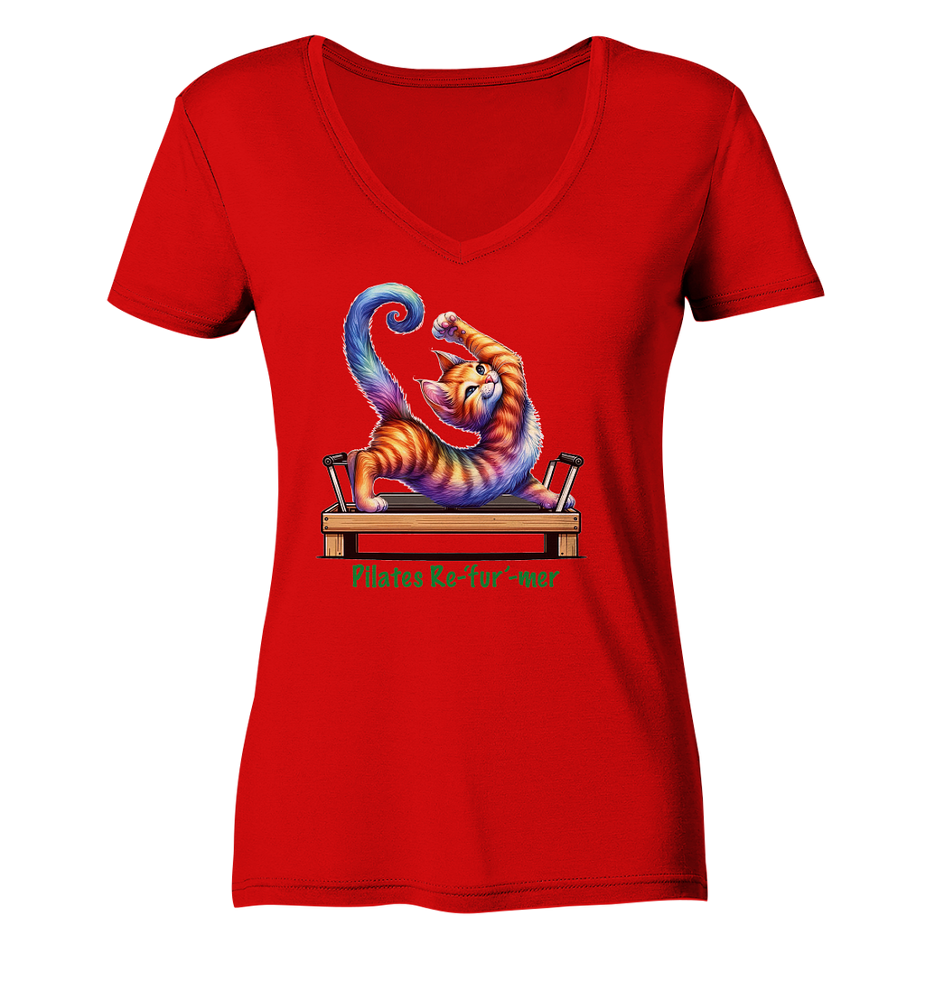 Pilates Reformer Re-fur-mer Katze lustig - Ladies V-Neck Shirt