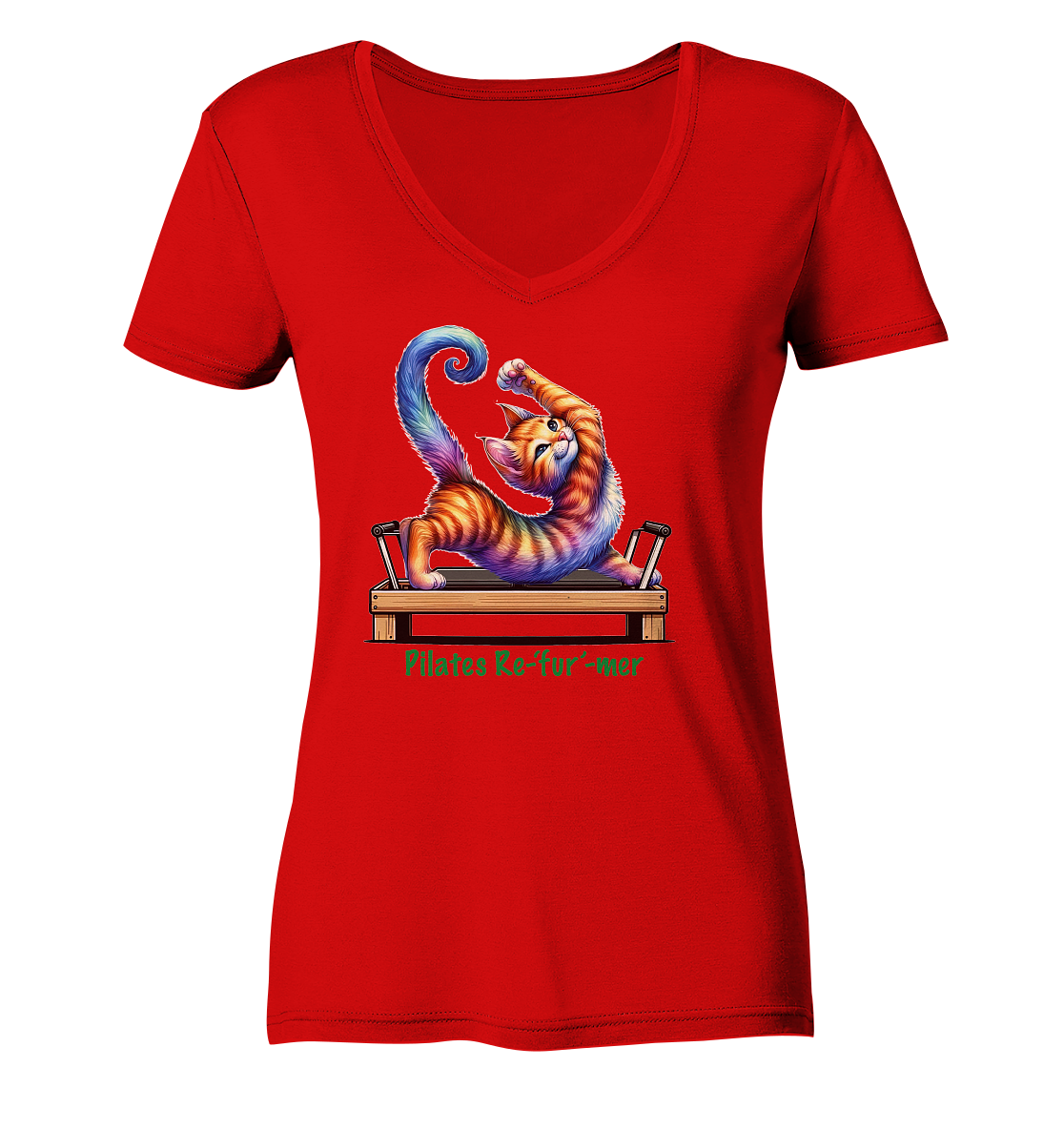 Pilates Reformer Re-fur-mer Katze lustig - Ladies V-Neck Shirt