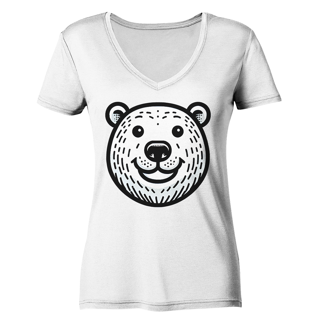 Lustiges Eisbär Gesicht   - personalisierbar  - Ladies V-Neck Shirt