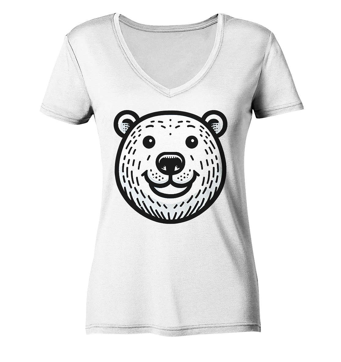 Lustiges Eisbär Gesicht   - personalisierbar  - Ladies V-Neck Shirt