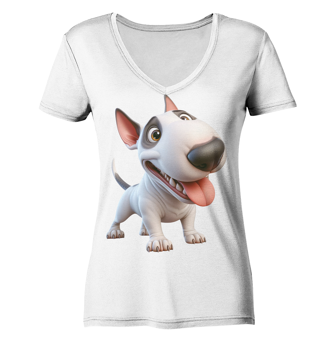 Bullterrier Cartoon personalisierbar - Ladies V-Neck Shirt
