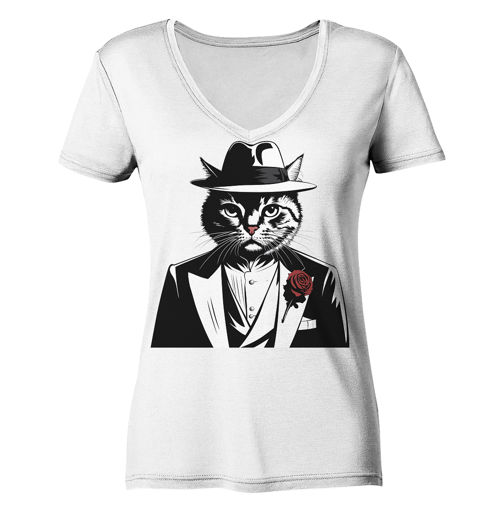 Catfather Katze Mafia - personalisierbar - Ladies V-Neck Shirt