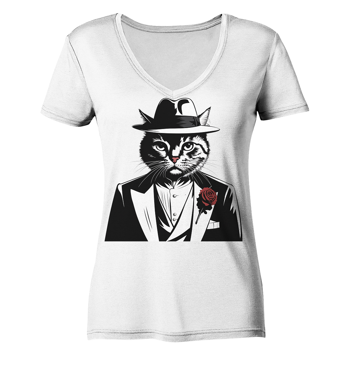Catfather Katze Mafia - personalisierbar - Ladies V-Neck Shirt