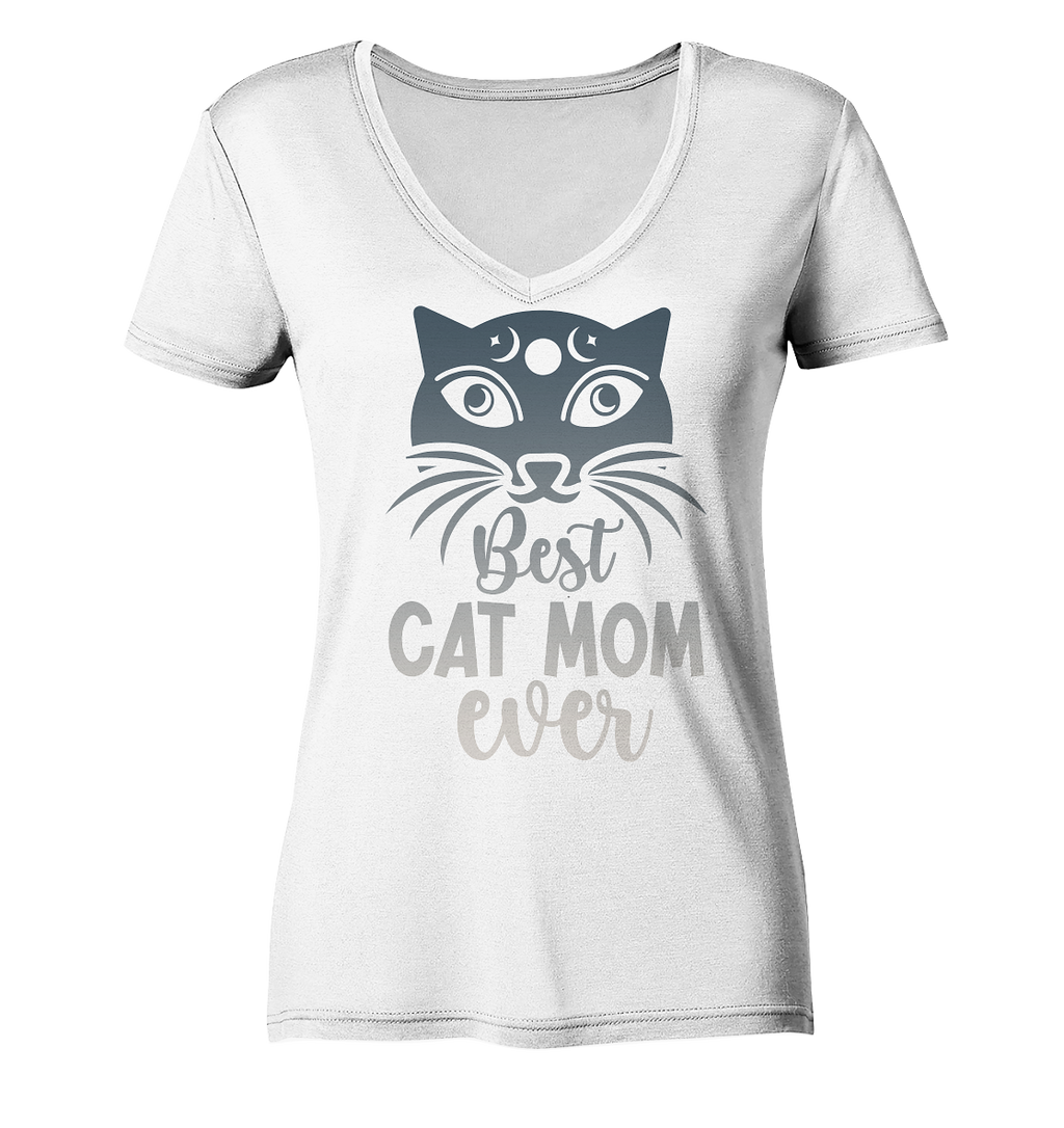 Best Cat Mum ever personalisierbar - Ladies V-Neck Shirt