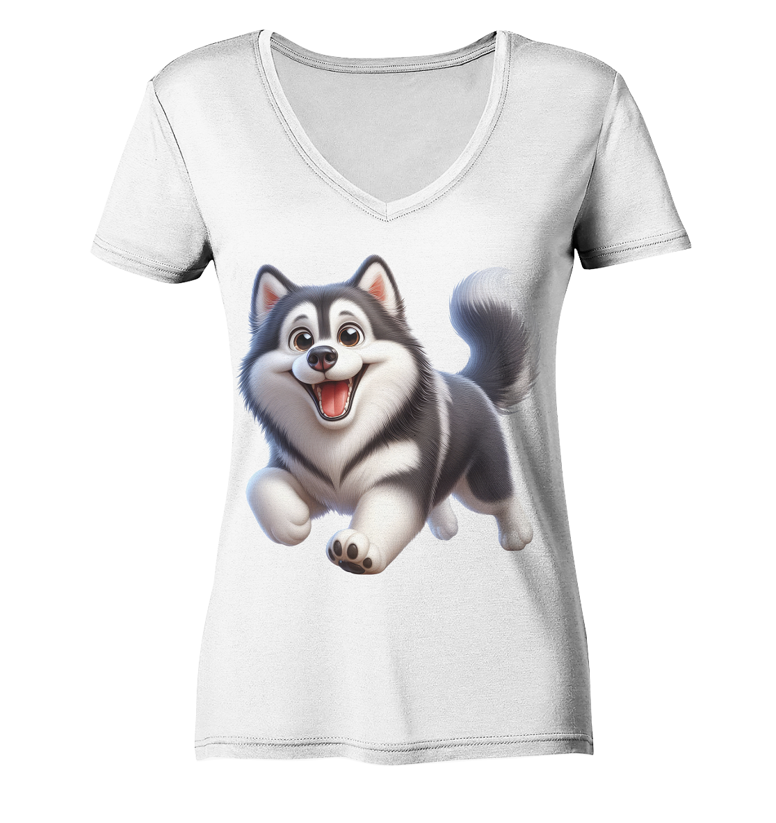 Husky Comic - personalisierbar - Ladies V-Neck Shirt