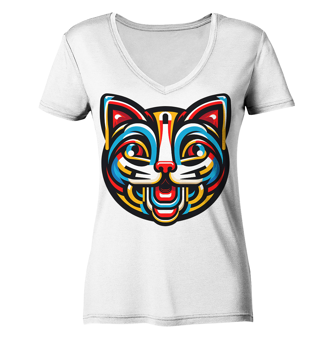 Pop Art Katze  - Ladies V-Neck Shirt