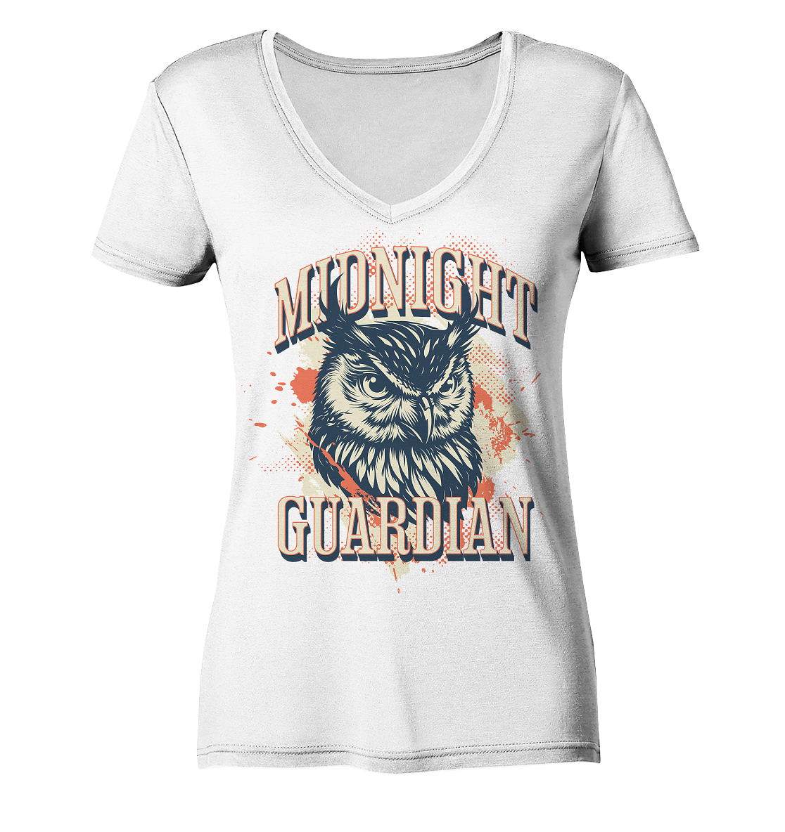 Eule Vintage Art - Midnight Guardian - Ladies V-Neck Shirt