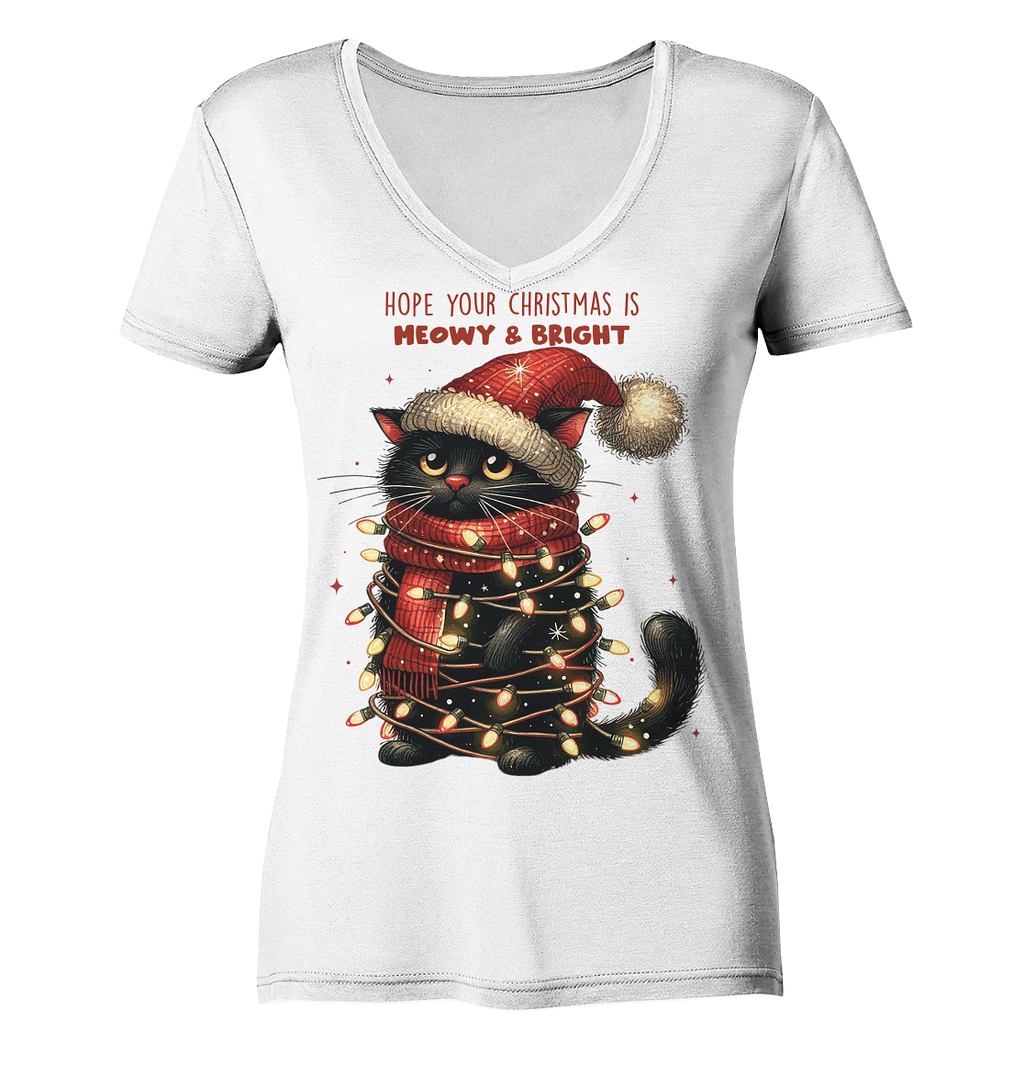 Weihnachts Katze Christmas is Moewy - Ladies V-Neck Shirt