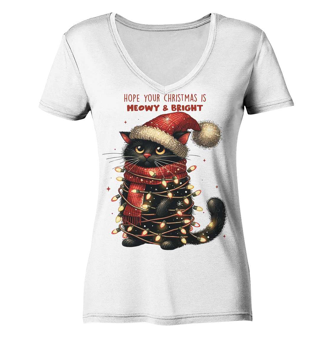 Weihnachts Katze Christmas is Moewy - Ladies V-Neck Shirt