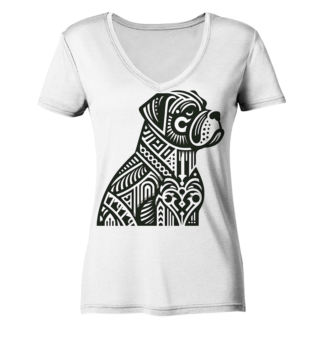 Hund Mastif Art Deco  - personalisierbar - Ladies V-Neck Shirt