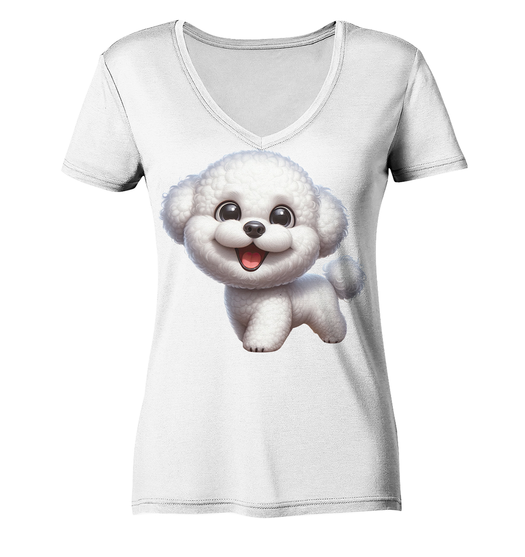 Bichon Frisé Cartoon personalisierbar - Ladies V-Neck Shirt