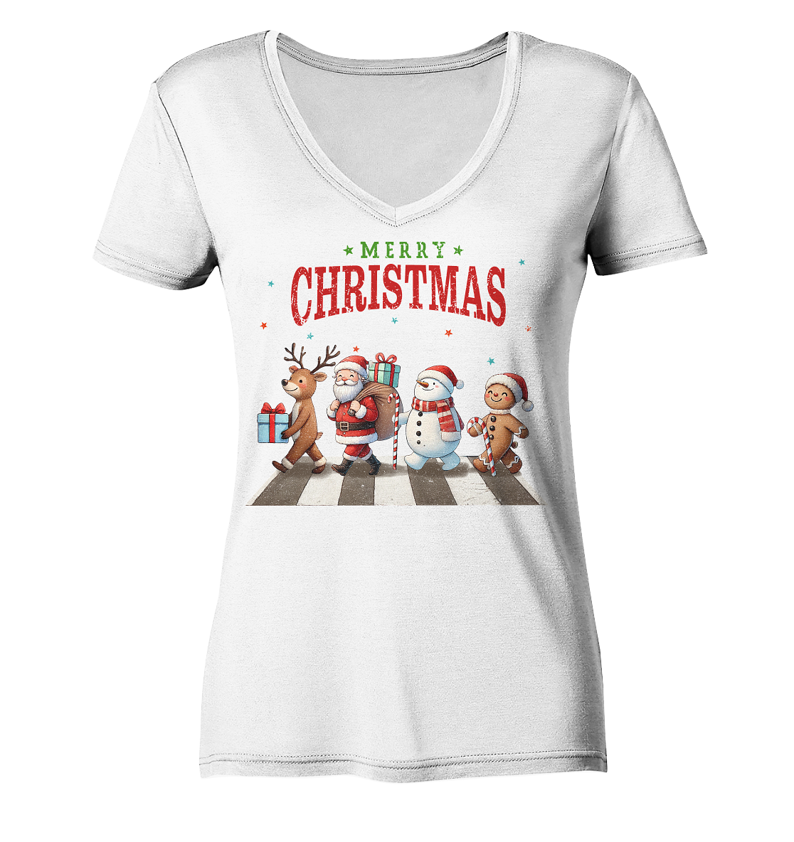 Merry Christmas Zebrastreifen - Ladies V-Neck Shirt