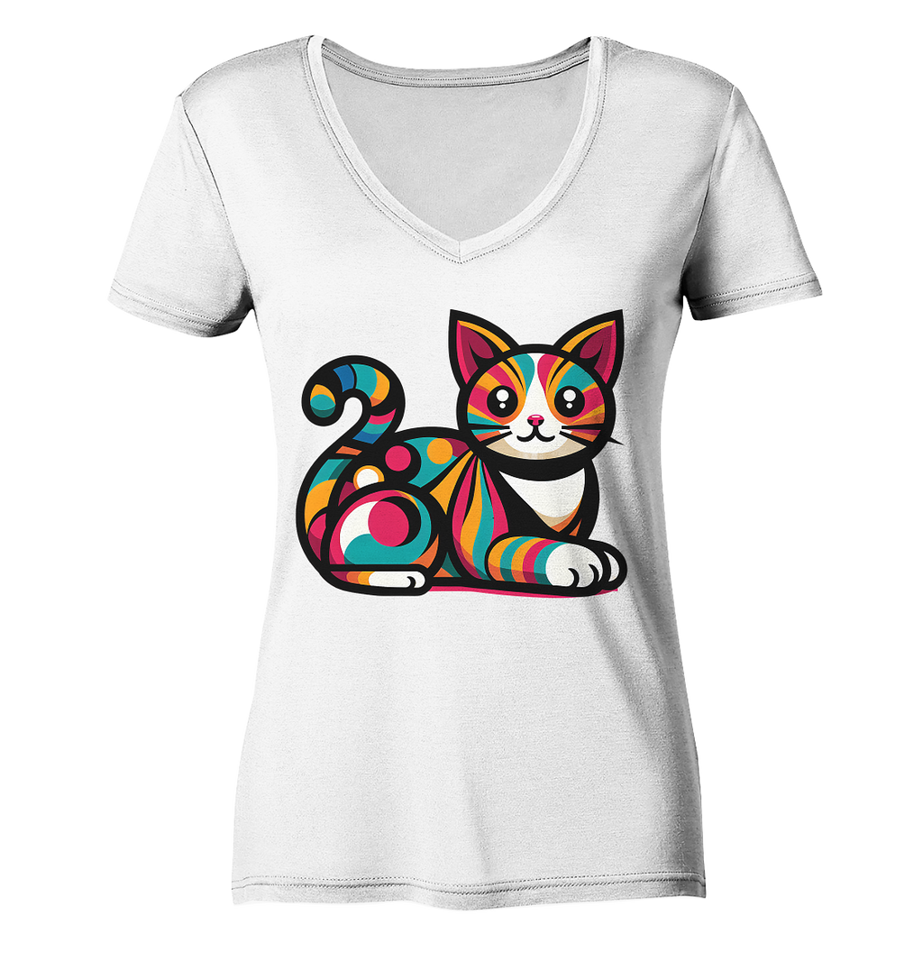 Katze Popart Design - Ladies V-Neck Shirt