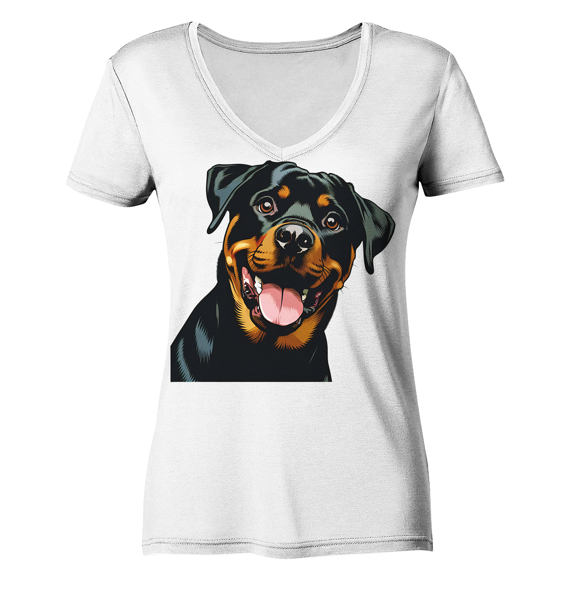 Rottweiler  Comic - personalisierbar - Ladies V-Neck Shirt